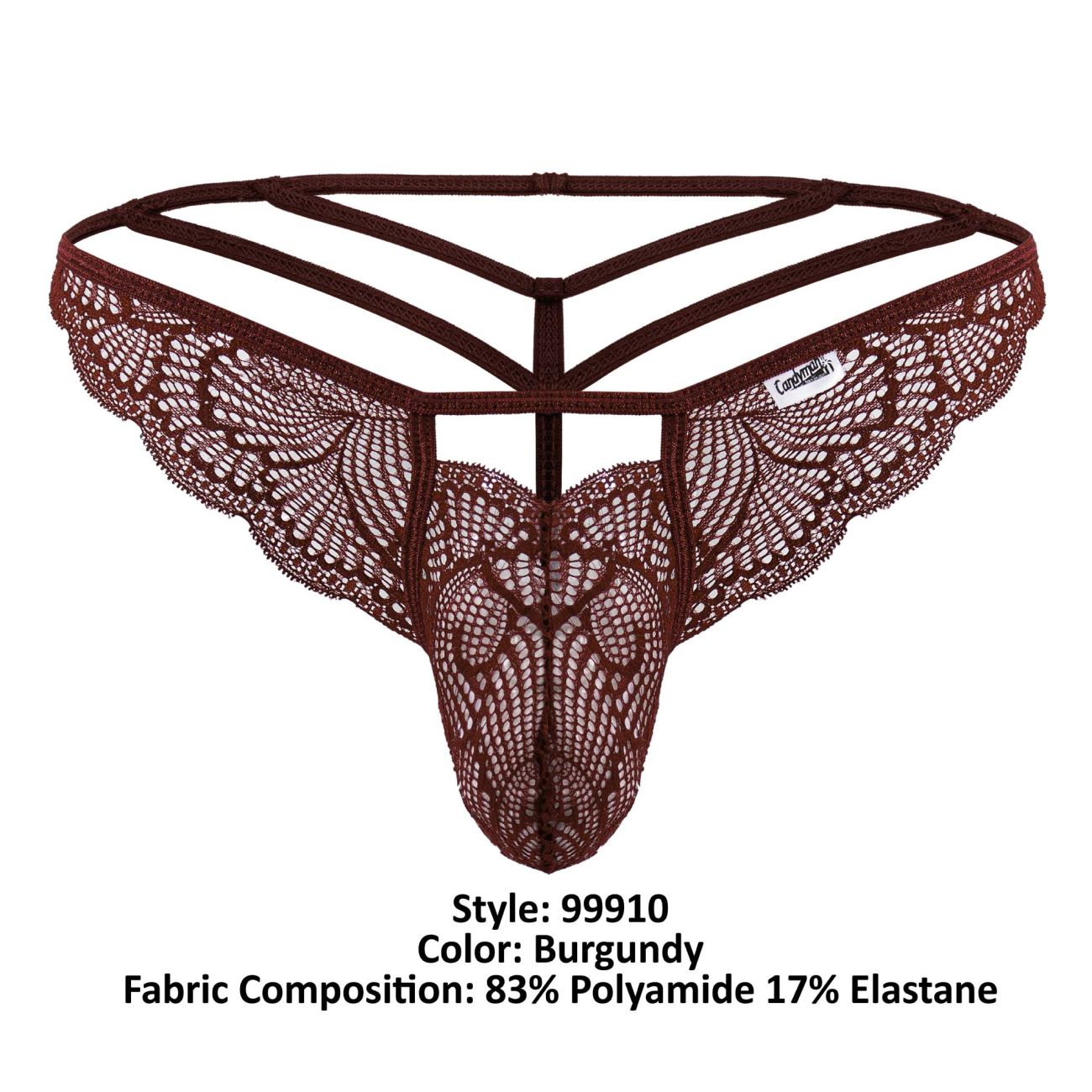 CandyMan 99910 Lace Thongs Color Burgundy - DealByEthan.gay loves CandyMan