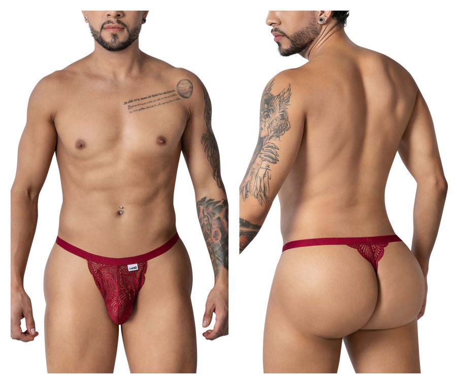 CandyMan 99915 Lace Thongs Color Burgundy - DealByEthan.gay loves CandyMan