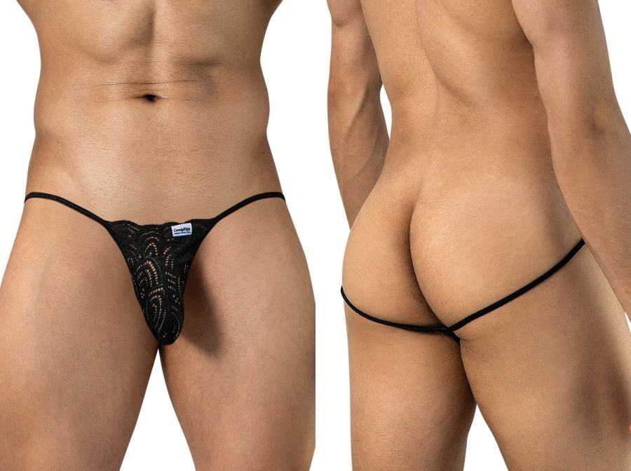 CandyMan 95000 Herren-Dessous Verführerischer Spitzen-Tanga Farbe Schwarz