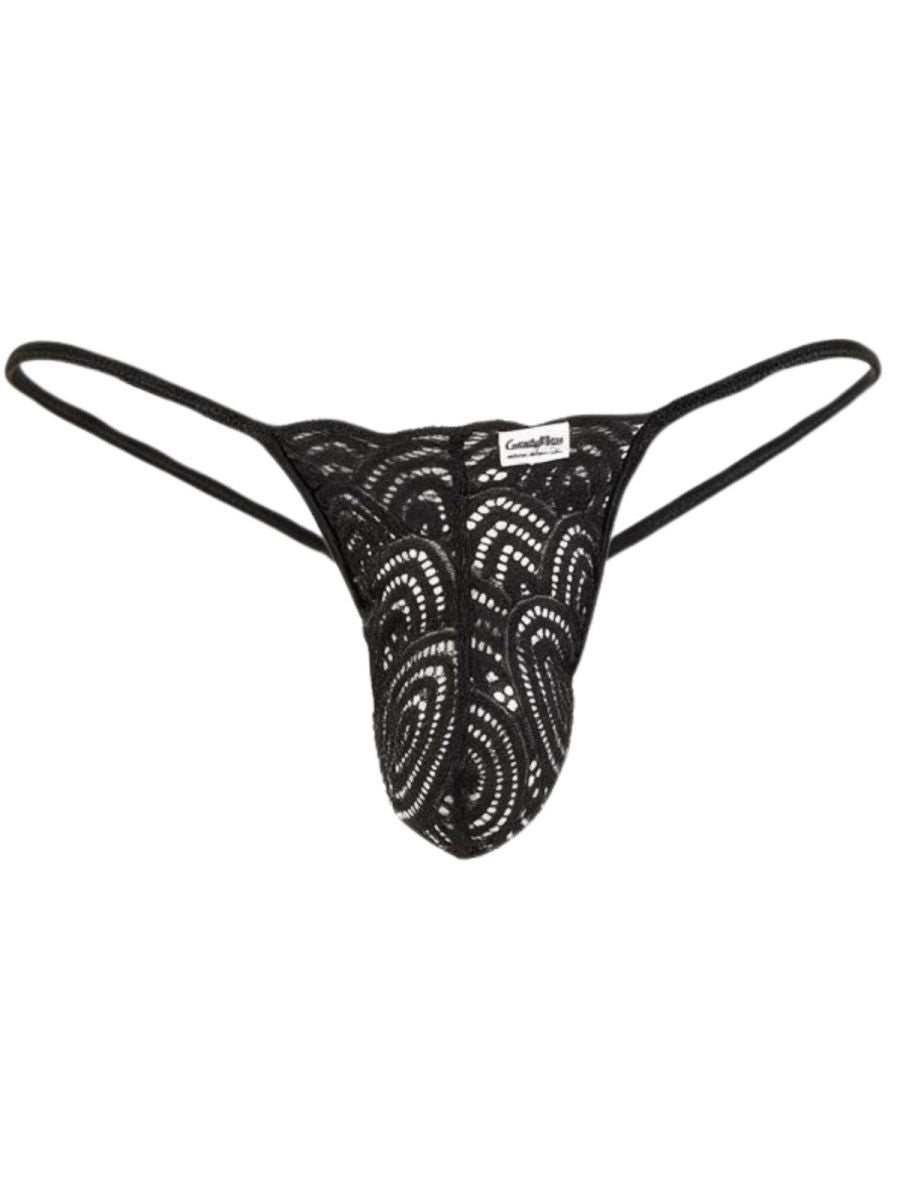 CandyMan 95000 Herren-Dessous Verführerischer Spitzen-Tanga Farbe Schwarz