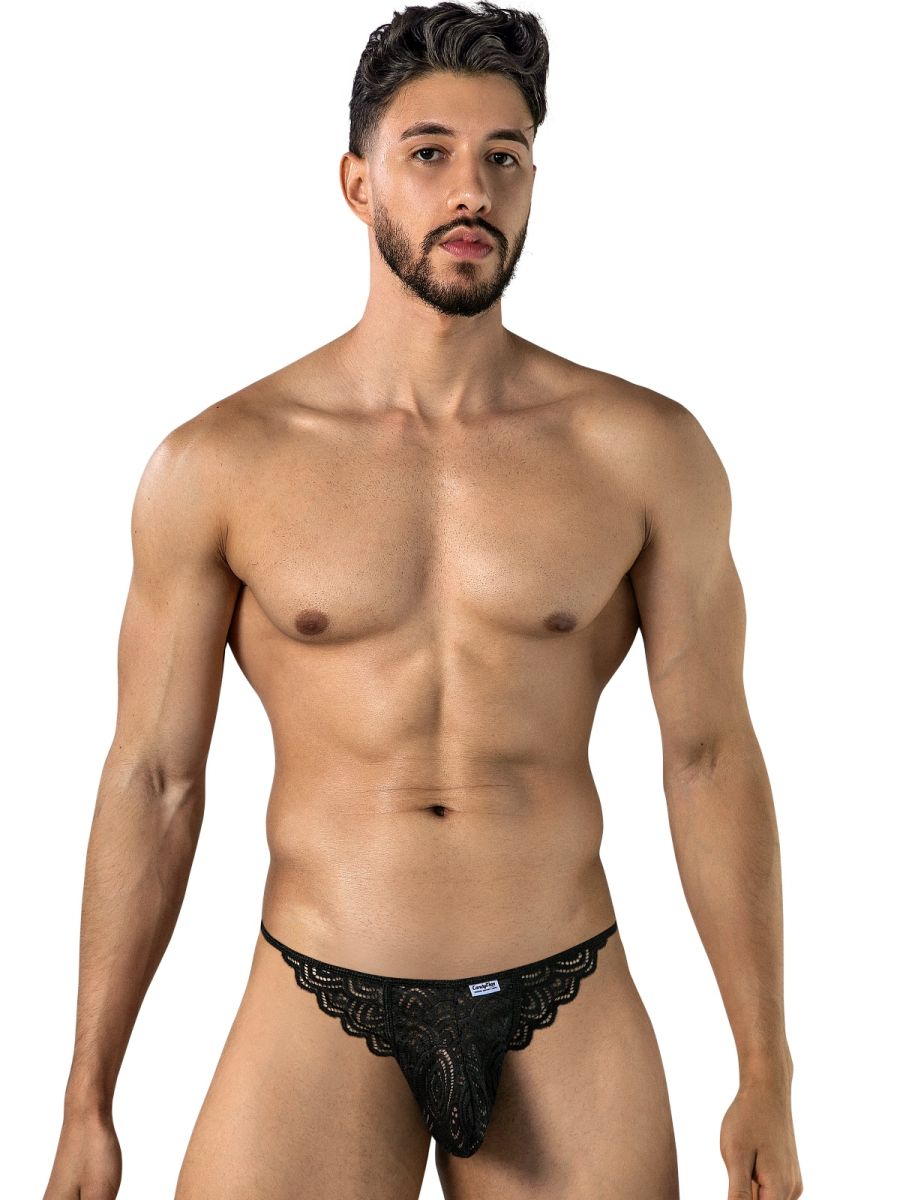 CandyMan 95002 Herrenunterwäsche Verführerische Spitze Slips Farbe Schwarz