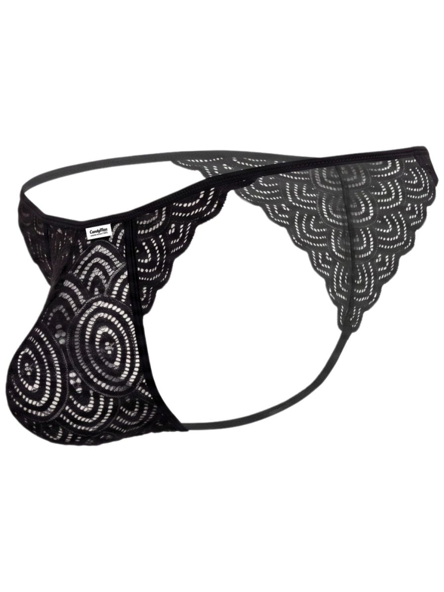 CandyMan 95002 Herrenunterwäsche Verführerische Spitze Slips Farbe Schwarz