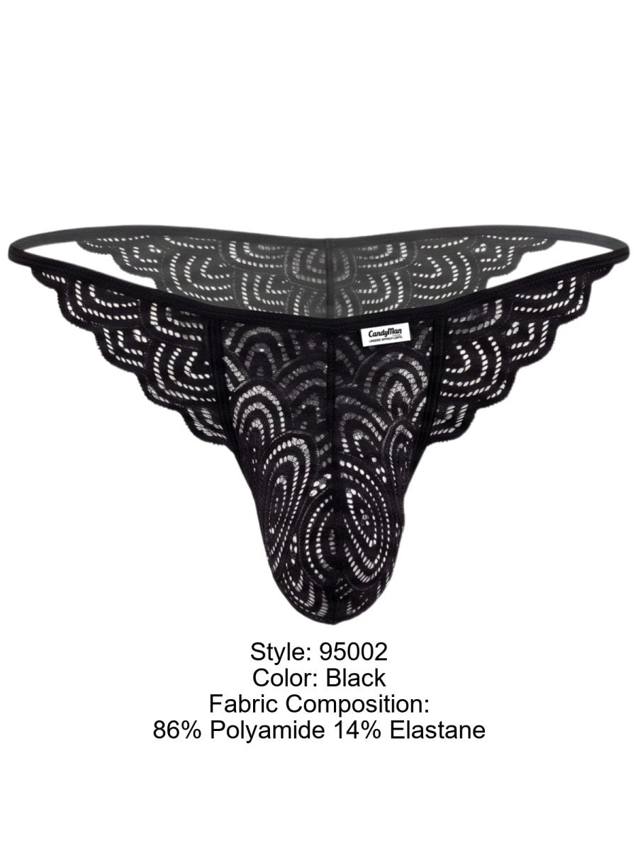 CandyMan 95002 Herrenunterwäsche Verführerische Spitze Slips Farbe Schwarz
