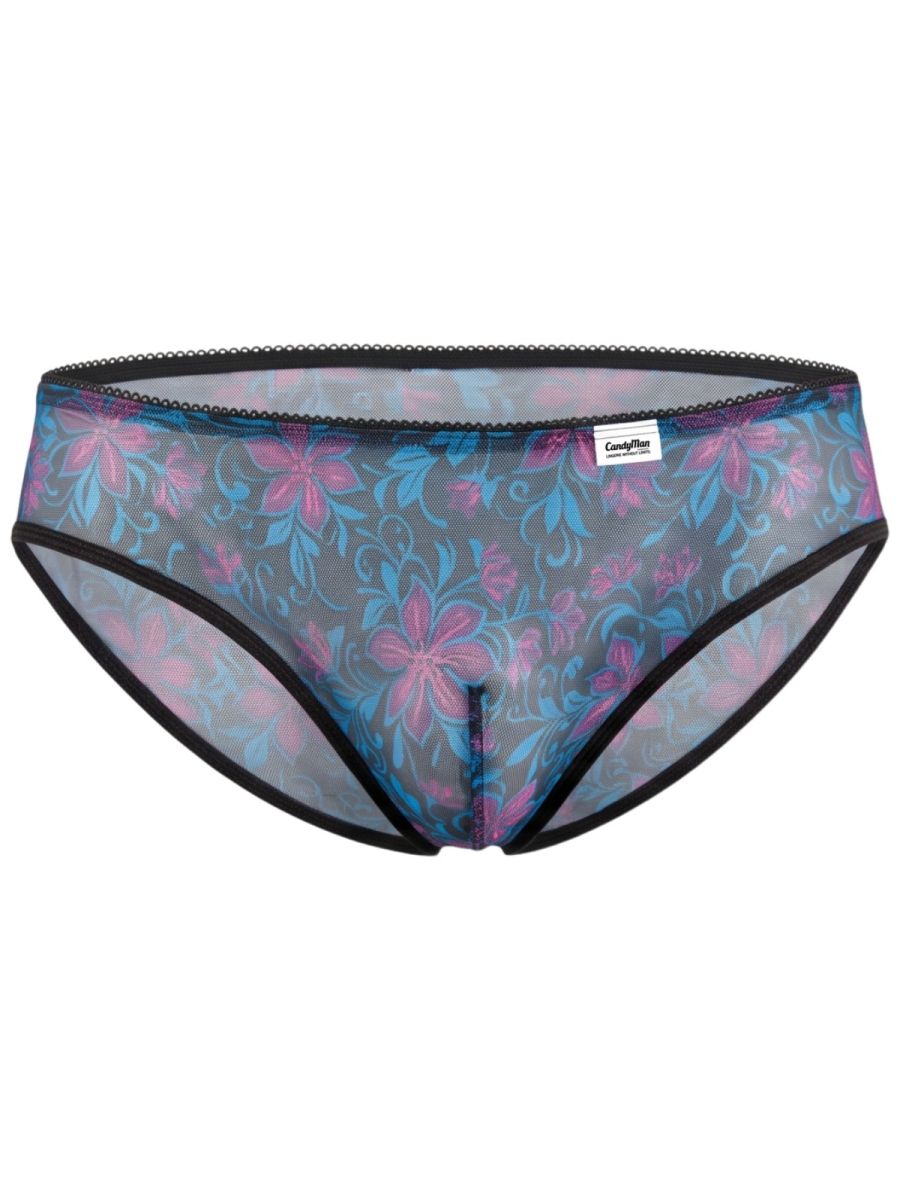 CandyMan 95005 Men's Underwear Printed Mesh Briefs Color Blue