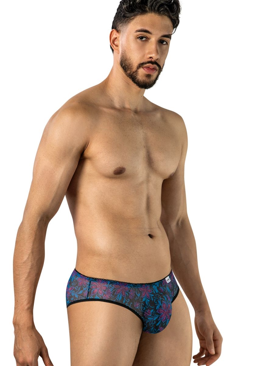 CandyMan 95005 Men's Underwear Printed Mesh Briefs Color Blue