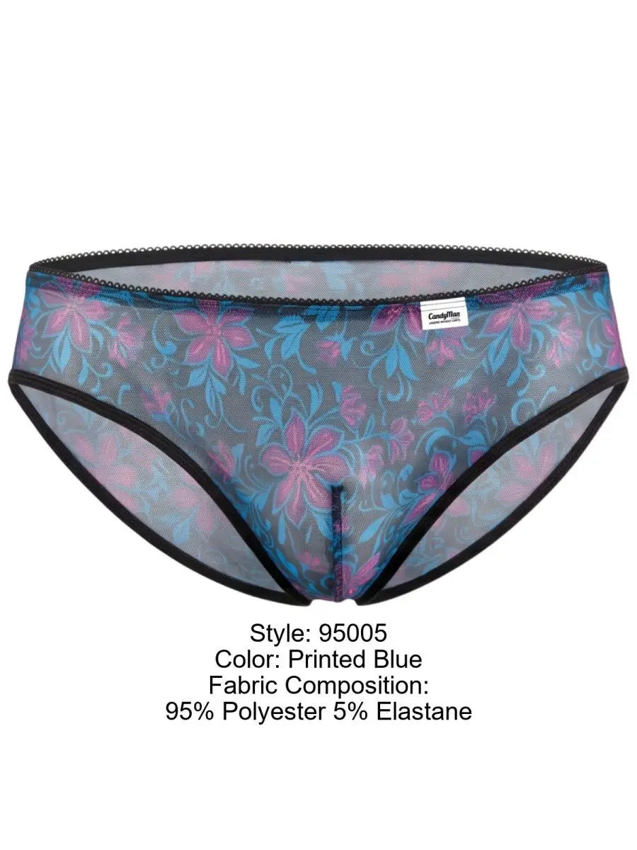 CandyMan 95005 Herren Unterwäsche Bedruckter Mesh-Slip Farbe Blau
