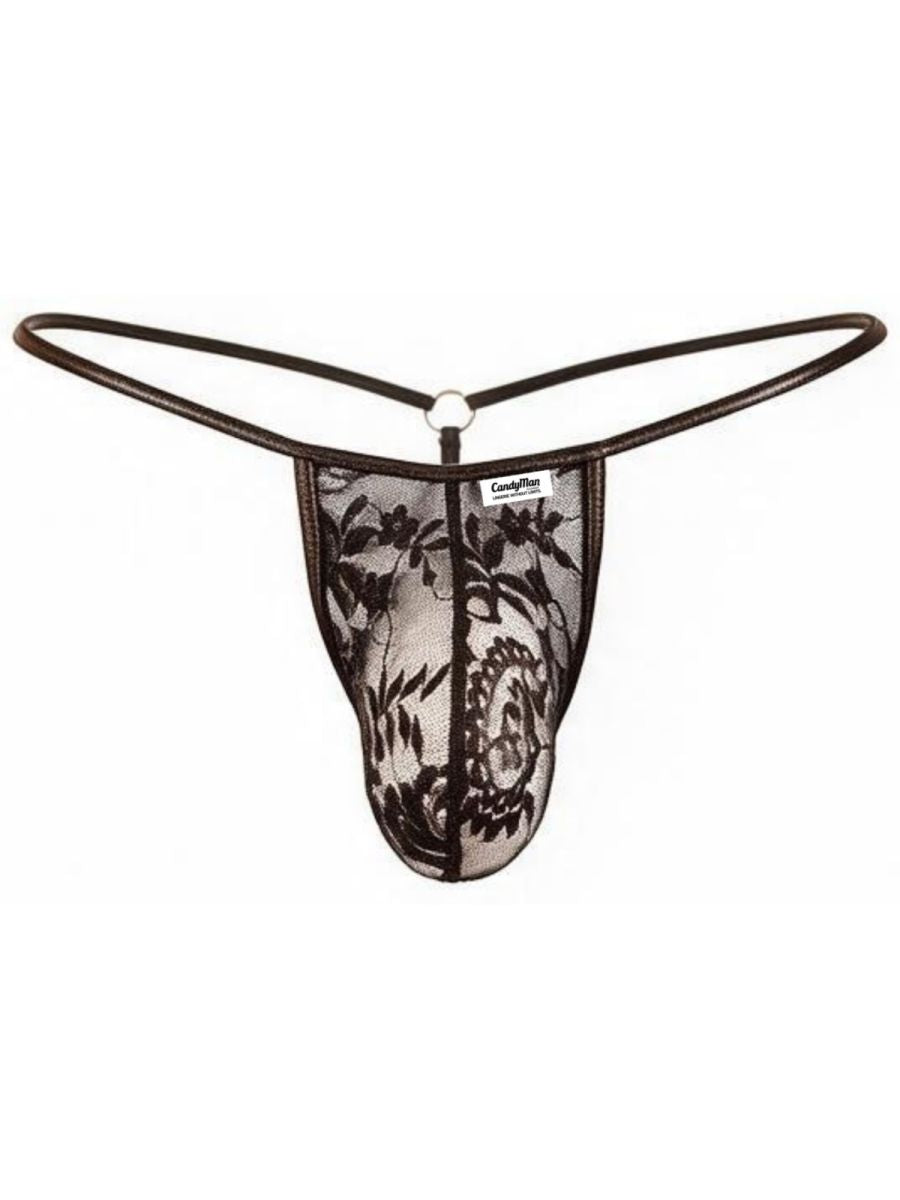 CandyMan 95007 Herren Unterwäsche Verführerischer Spitzen-Tanga Farbe Schwarz