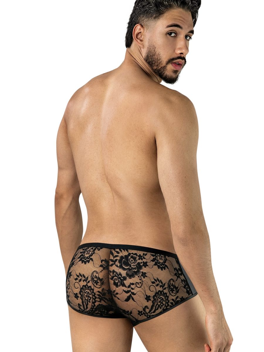 CandyMan 95008 Men's Underwear Seductive Lace Trunks Color Black