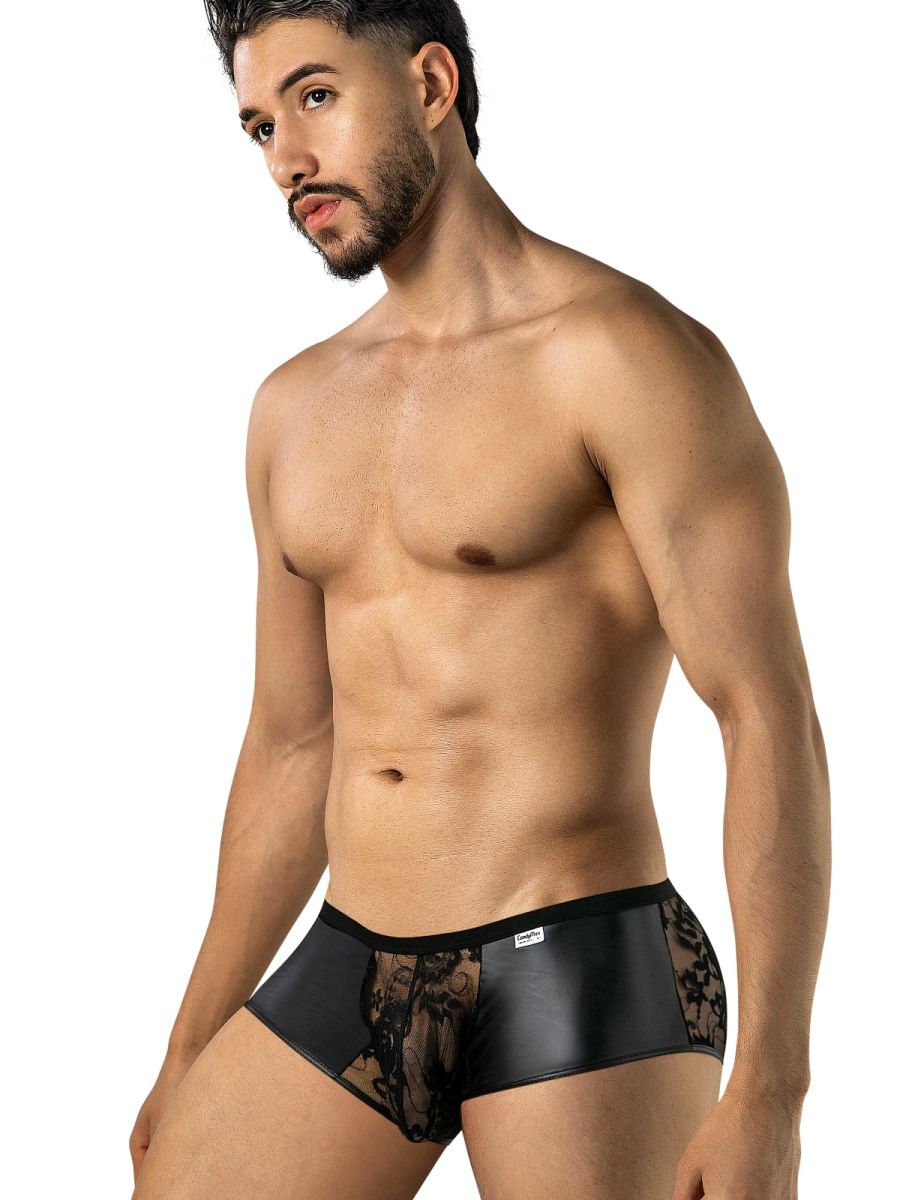 CandyMan 95008 Men's Underwear Seductive Lace Trunks Color Black