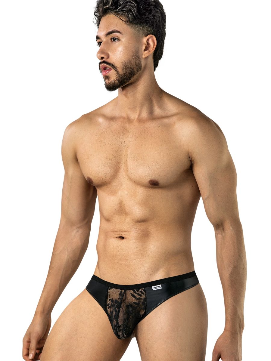 CandyMan 95009 Men's Underwear Seductive Lace Thongs Color Black