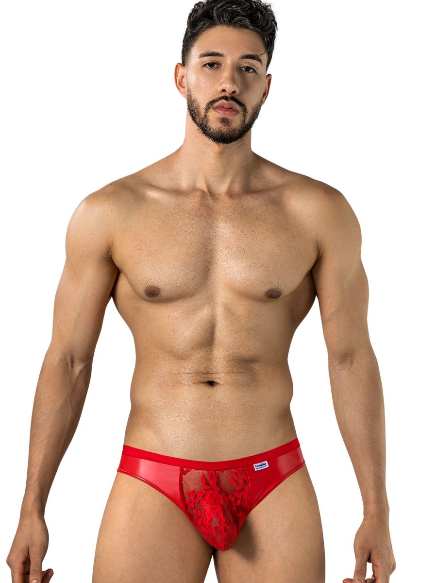 CandyMan 95009 Men's Underwear Seductive Lace Thongs Color Red