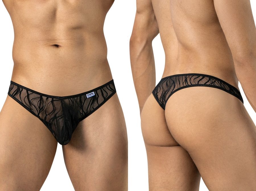 CandyMan 95011 Herren-Dessous Verführerische Spitzen-Tangas Farbe Schwarz