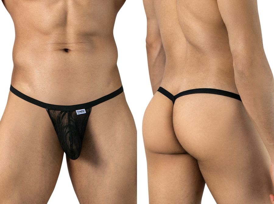 CandyMan 95012 Herrenunterwäsche verführerischer Spitzen-Tanga Farbe Schwarz
