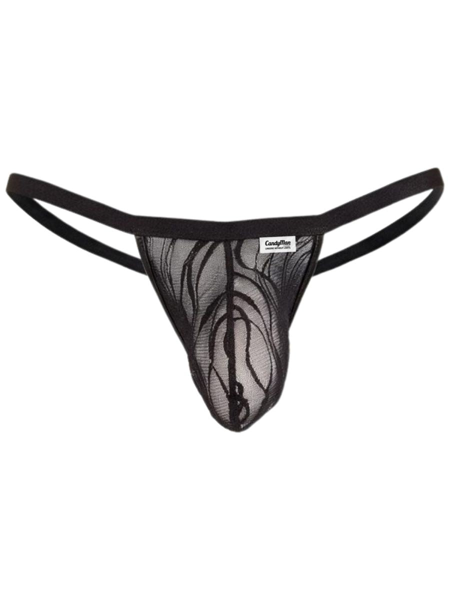 CandyMan 95012 Herrenunterwäsche verführerischer Spitzen-Tanga Farbe Schwarz