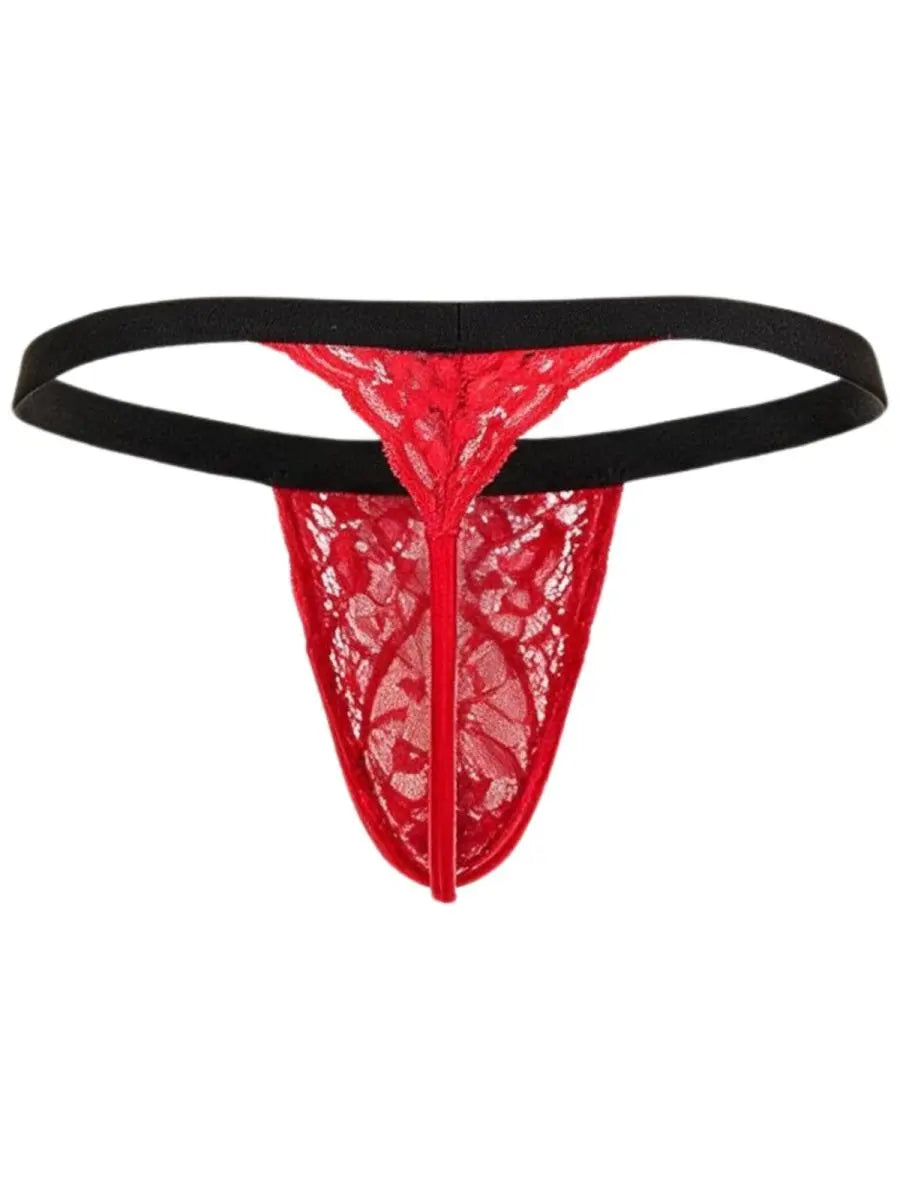 CandyMan 95013 Herrenunterwäsche verführerische Spitzen-Tangas Farbe Rot-Schwarz