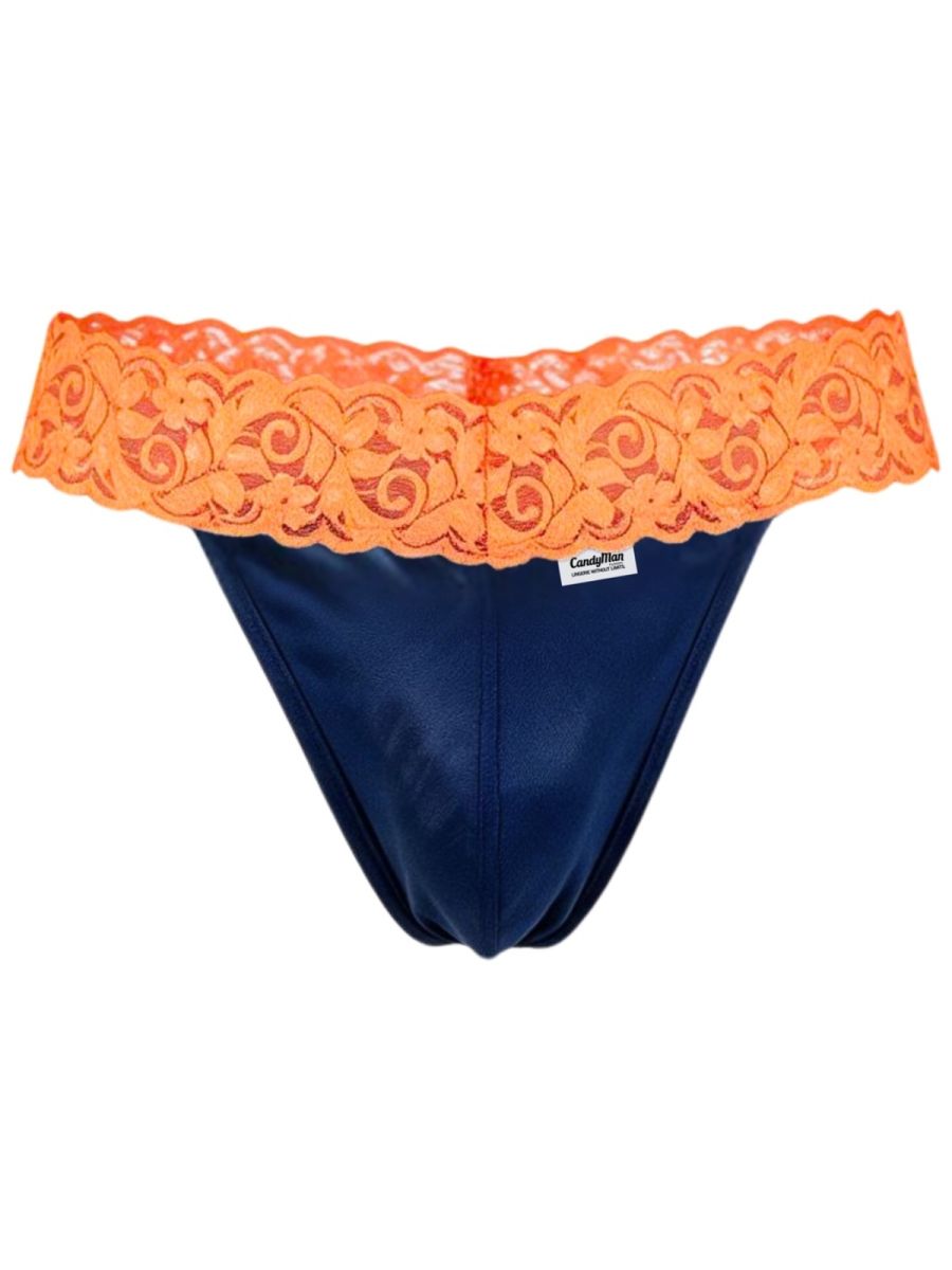 CandyMan 95015 Herrenunterwäsche Reizvolle Spitzen-Tangas Farbe Blau-Leuchtorange