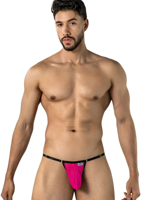 Tanga de malla sexy para hombre CandyMan 95016, color rosa fuerte