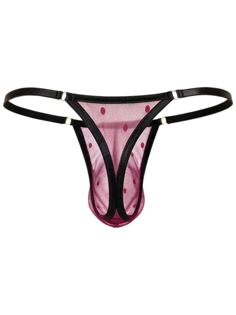 Tanga de malla sexy para hombre CandyMan 95016, color vino