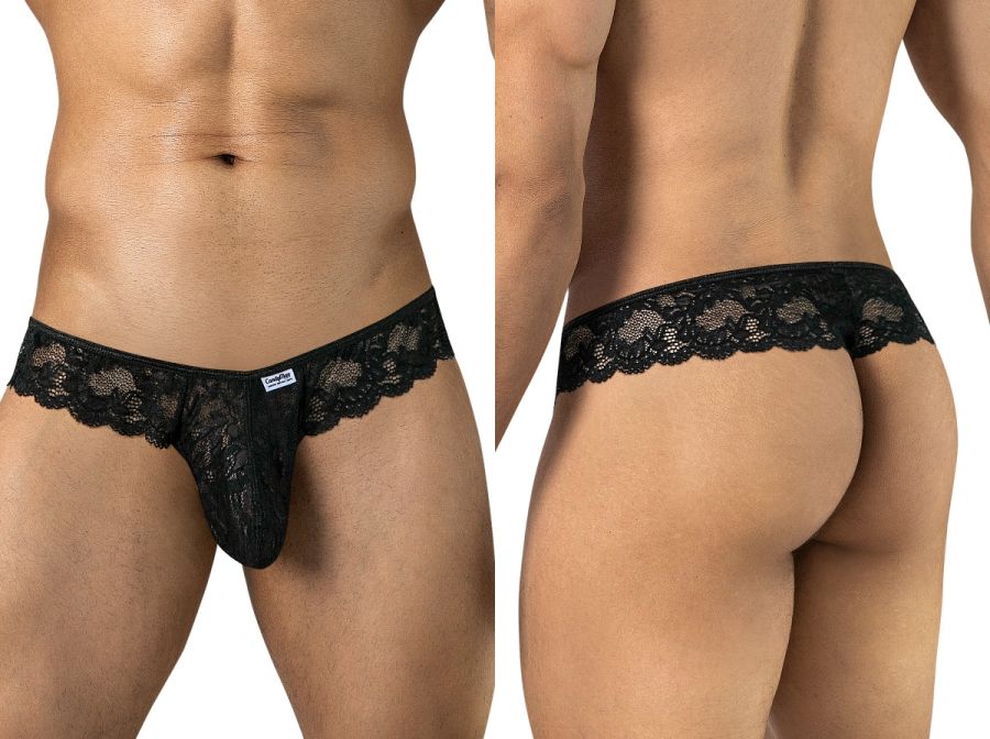 CandyMan 95019 Herrenunterwäsche Eleganter Spitzen-Tanga Farbe Schwarz