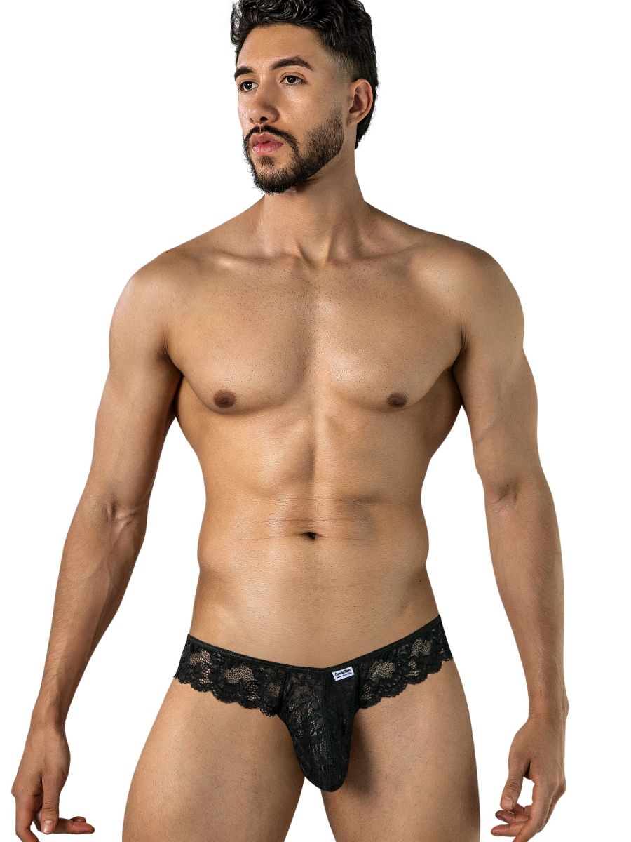 CandyMan 95019 Herrenunterwäsche Eleganter Spitzen-Tanga Farbe Schwarz