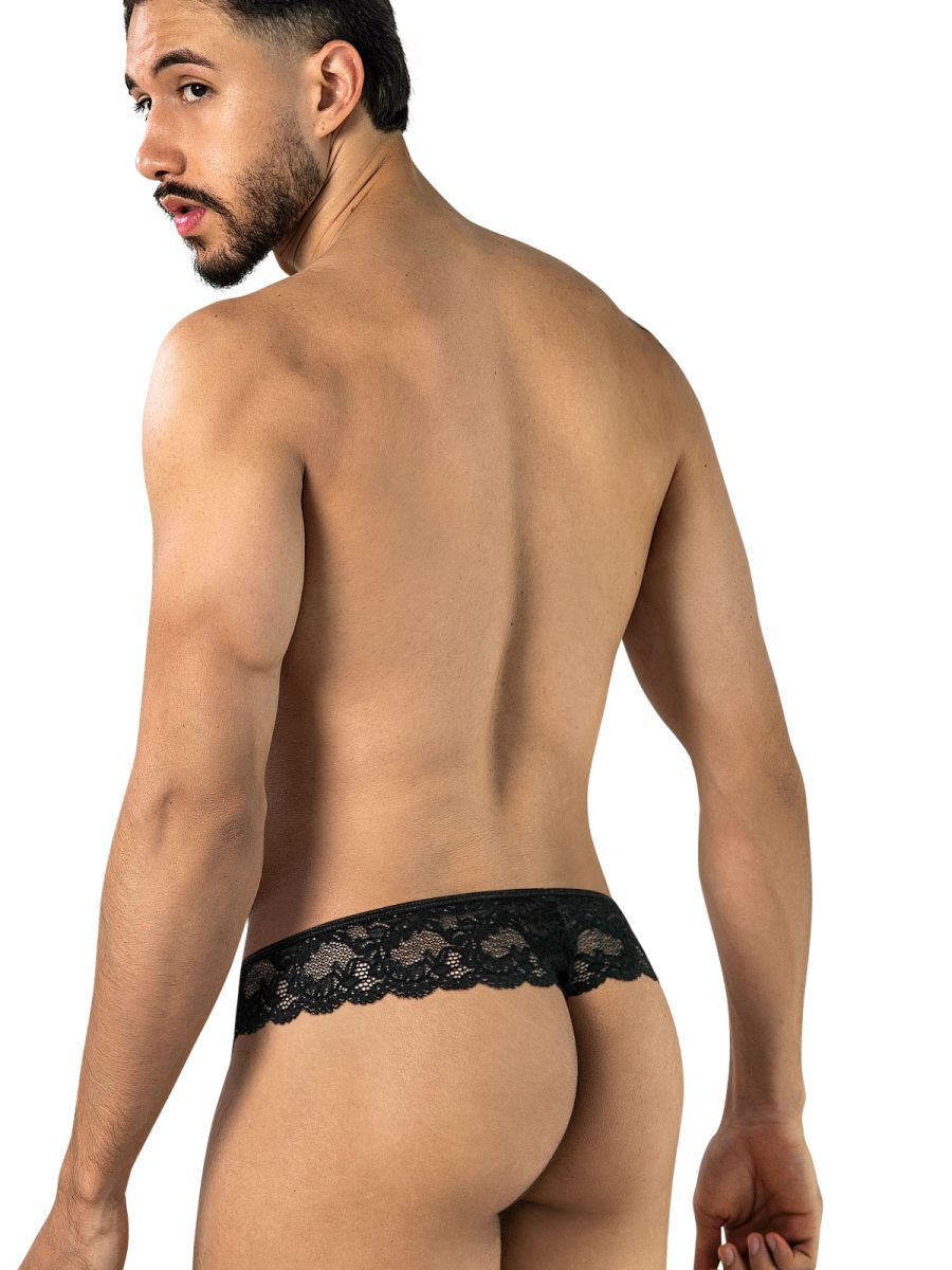 CandyMan 95019 Herrenunterwäsche Eleganter Spitzen-Tanga Farbe Schwarz