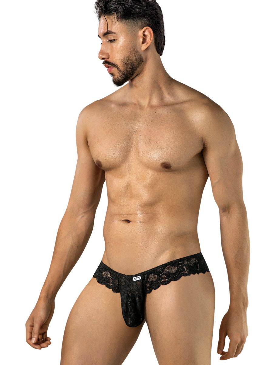 CandyMan 95019 Herrenunterwäsche Eleganter Spitzen-Tanga Farbe Schwarz