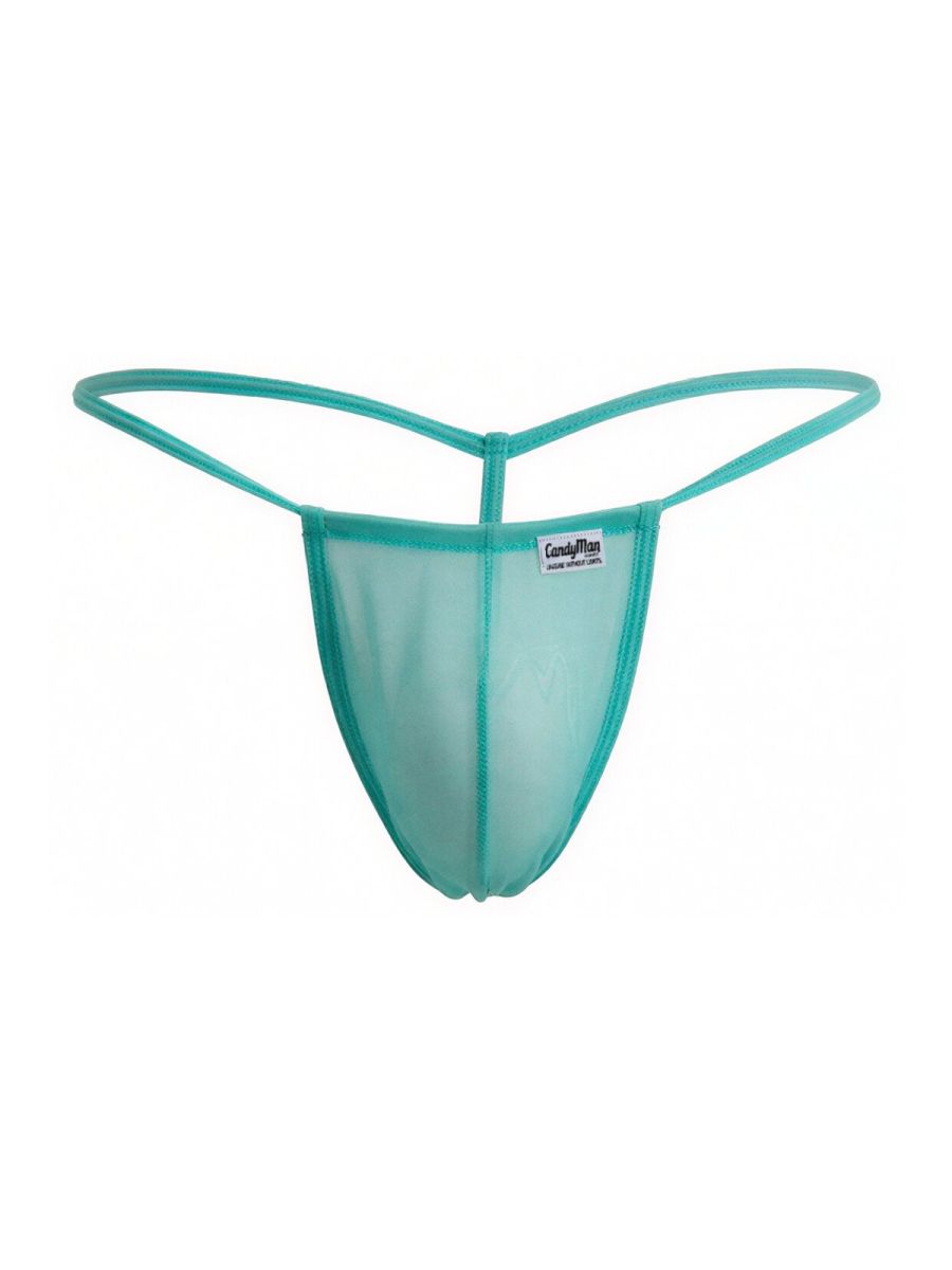 CandyMan 9586 Men's Underwear Mini G-String Color Aqua Mesh
