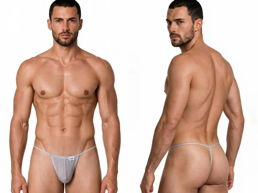 CandyMan 9586 Ropa interior de hombre Mini tanga G-String Color Gris Malla