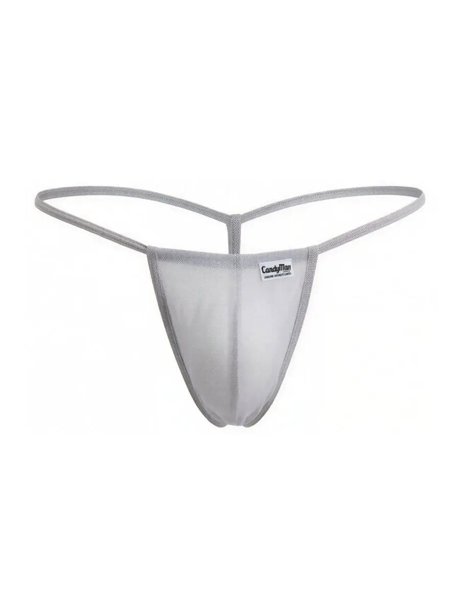 CandyMan 9586 Ropa interior de hombre Mini tanga G-String Color Gris Malla