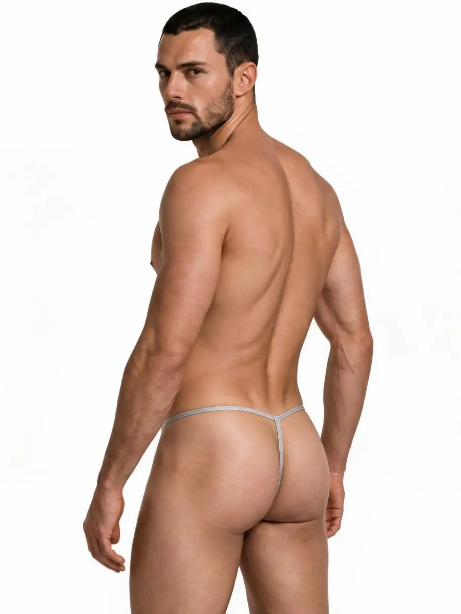 CandyMan 9586 Ropa interior de hombre Mini tanga G-String Color Gris Malla