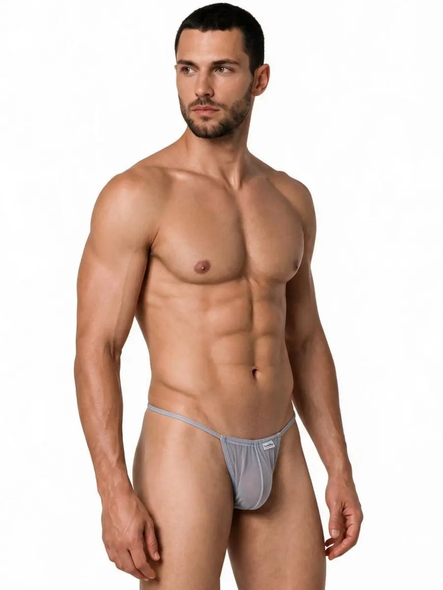 CandyMan 9586 Ropa interior de hombre Mini tanga G-String Color Gris Malla