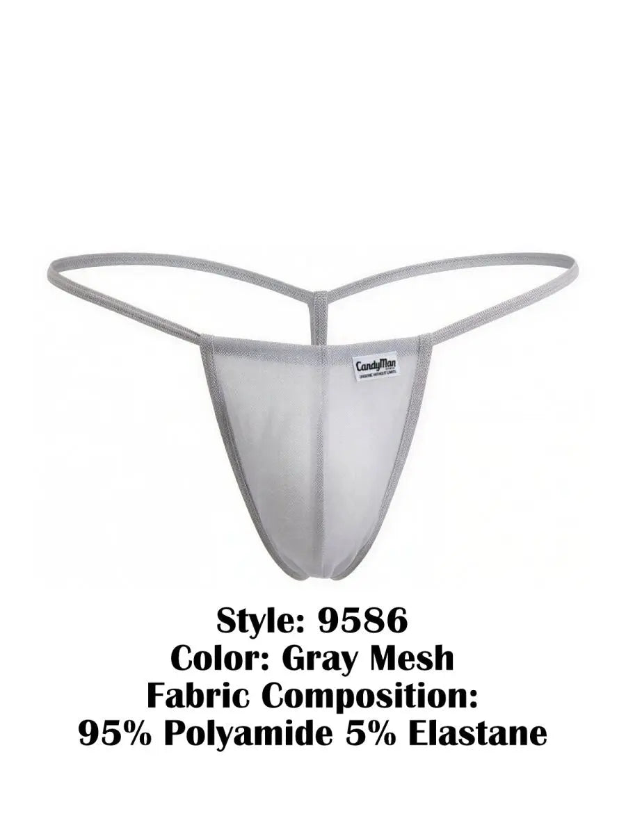 CandyMan 9586 Ropa interior de hombre Mini tanga G-String Color Gris Malla