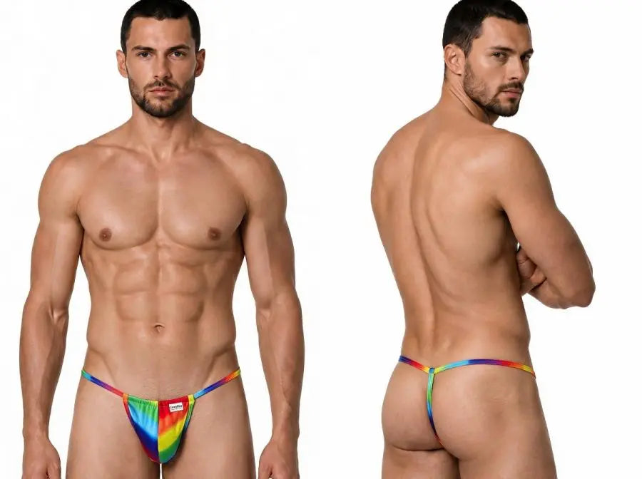 CandyMan 9586 Ropa Interior Masculina Mini Tanga Estampado Arcoíris