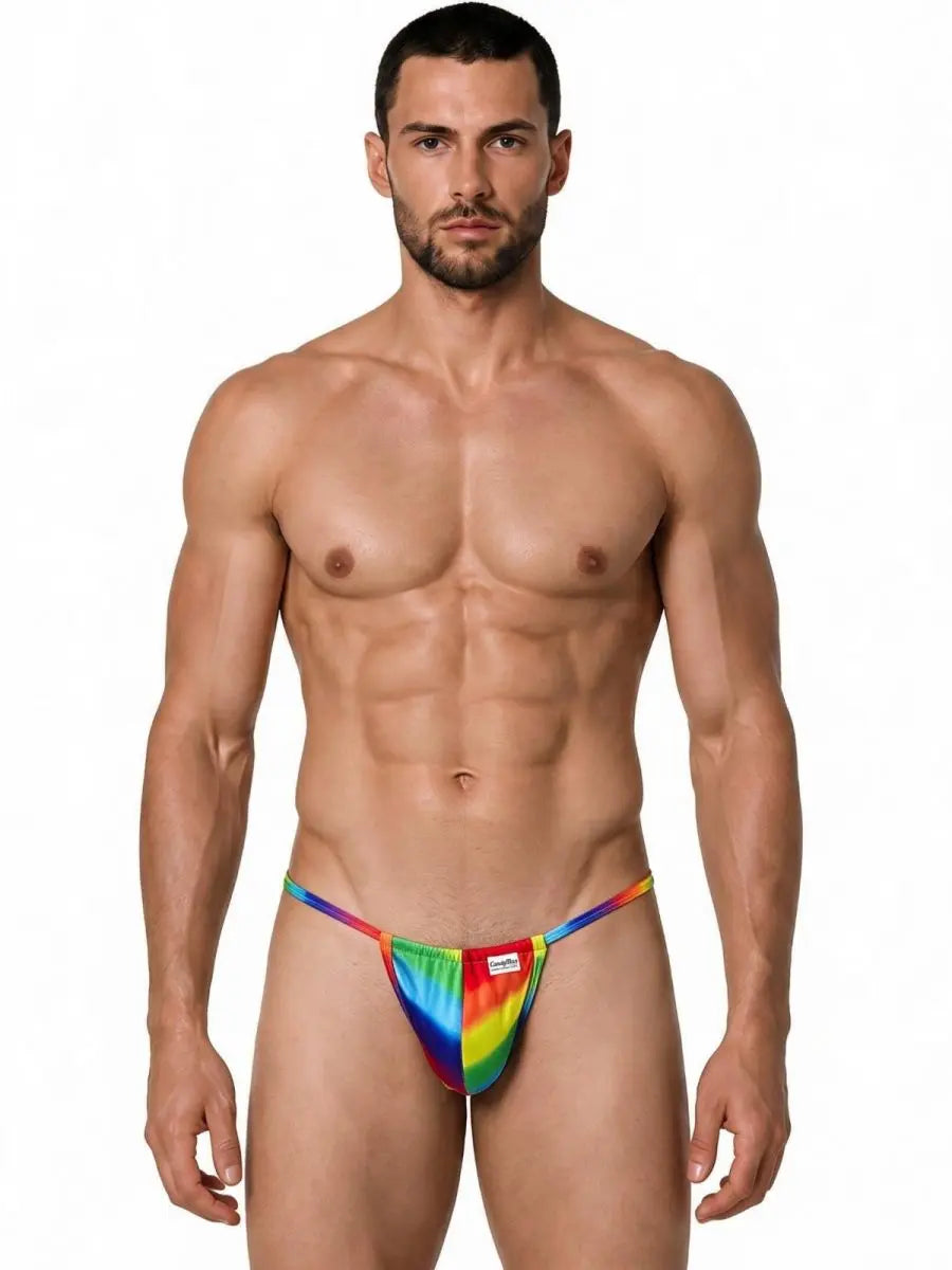 CandyMan 9586 Ropa Interior Masculina Mini Tanga Estampado Arcoíris