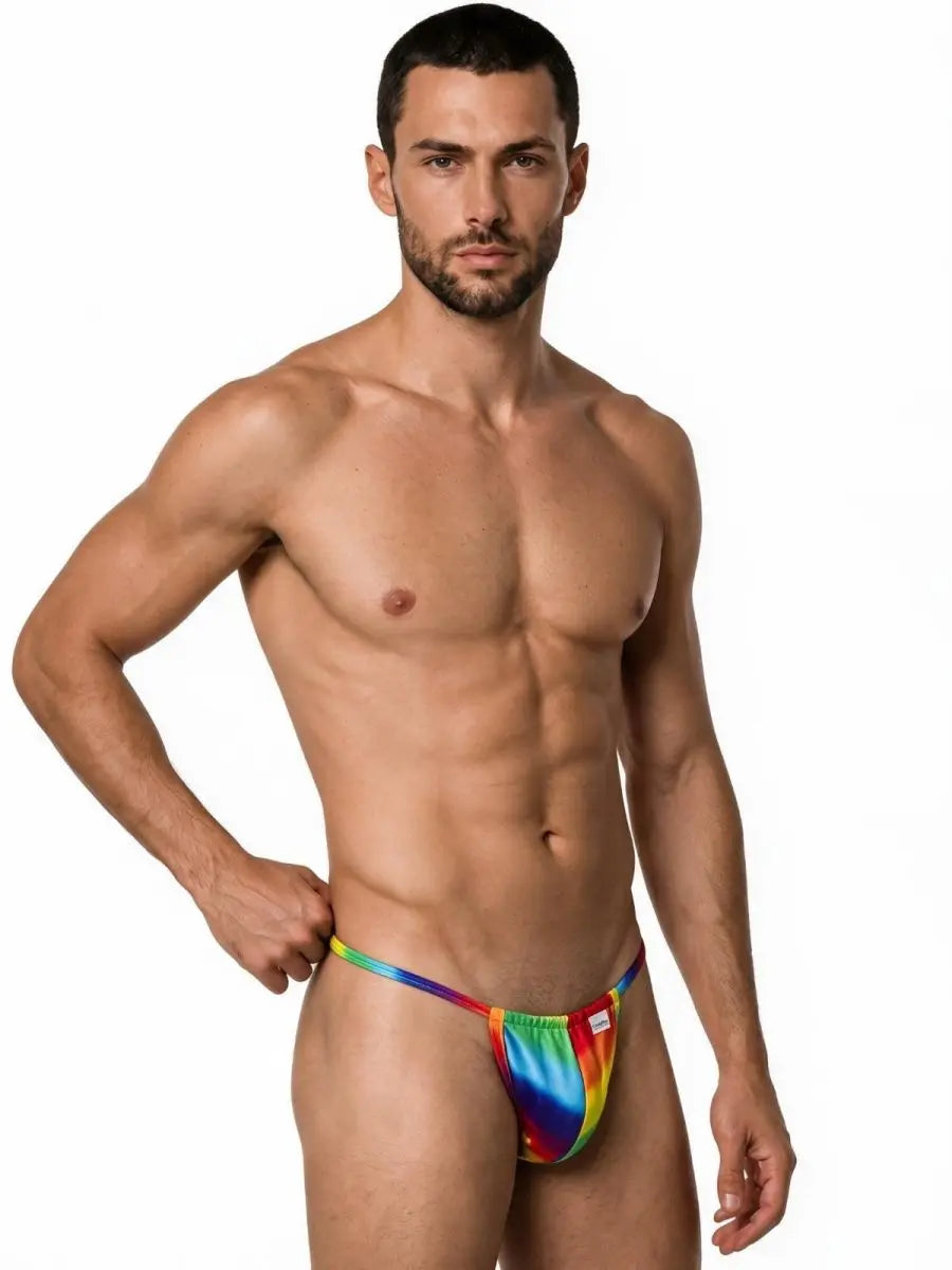 CandyMan 9586 Ropa Interior Masculina Mini Tanga Estampado Arcoíris