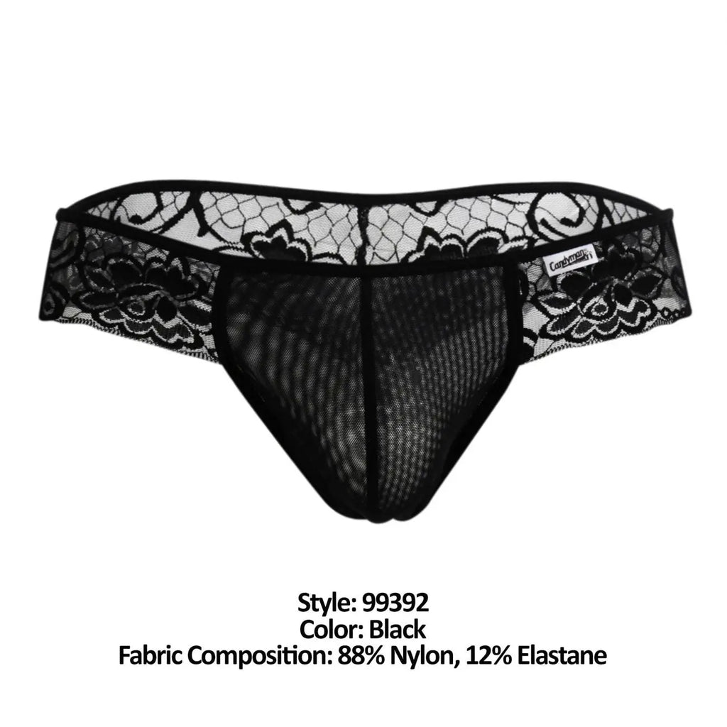 CandyMan 99392 Men's Underwear Lace Mesh Thongs Color Black