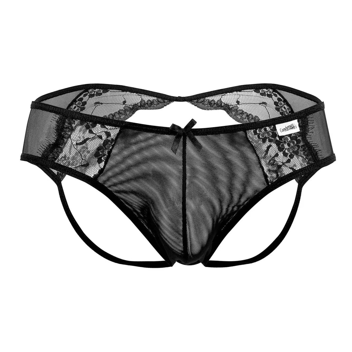 CandyMan 99538 Ropa interior para hombre Jockstrap de malla de encaje Color negro