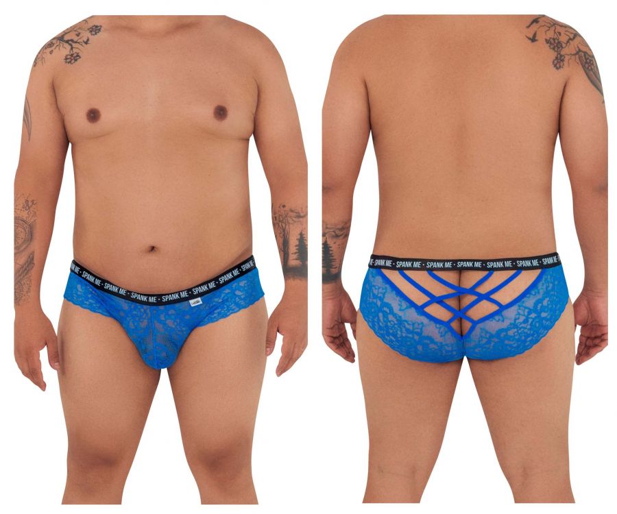 CandyMan 99615X Spank Me Lace Briefs Color Dark Blue