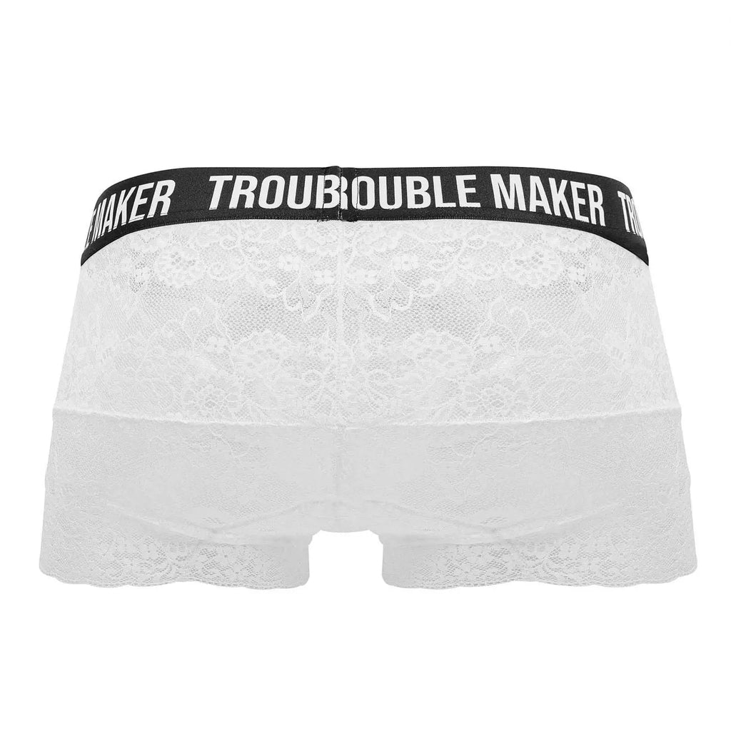 Calzoncillos bóxer de encaje Trouble Maker para hombre CandyMan 99616X Color blanco