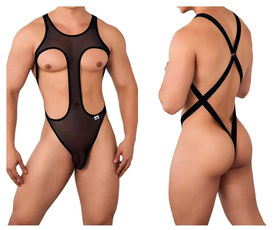 CandyMan Men's Underwear 99643 Mesh Bodysuit Color Black
