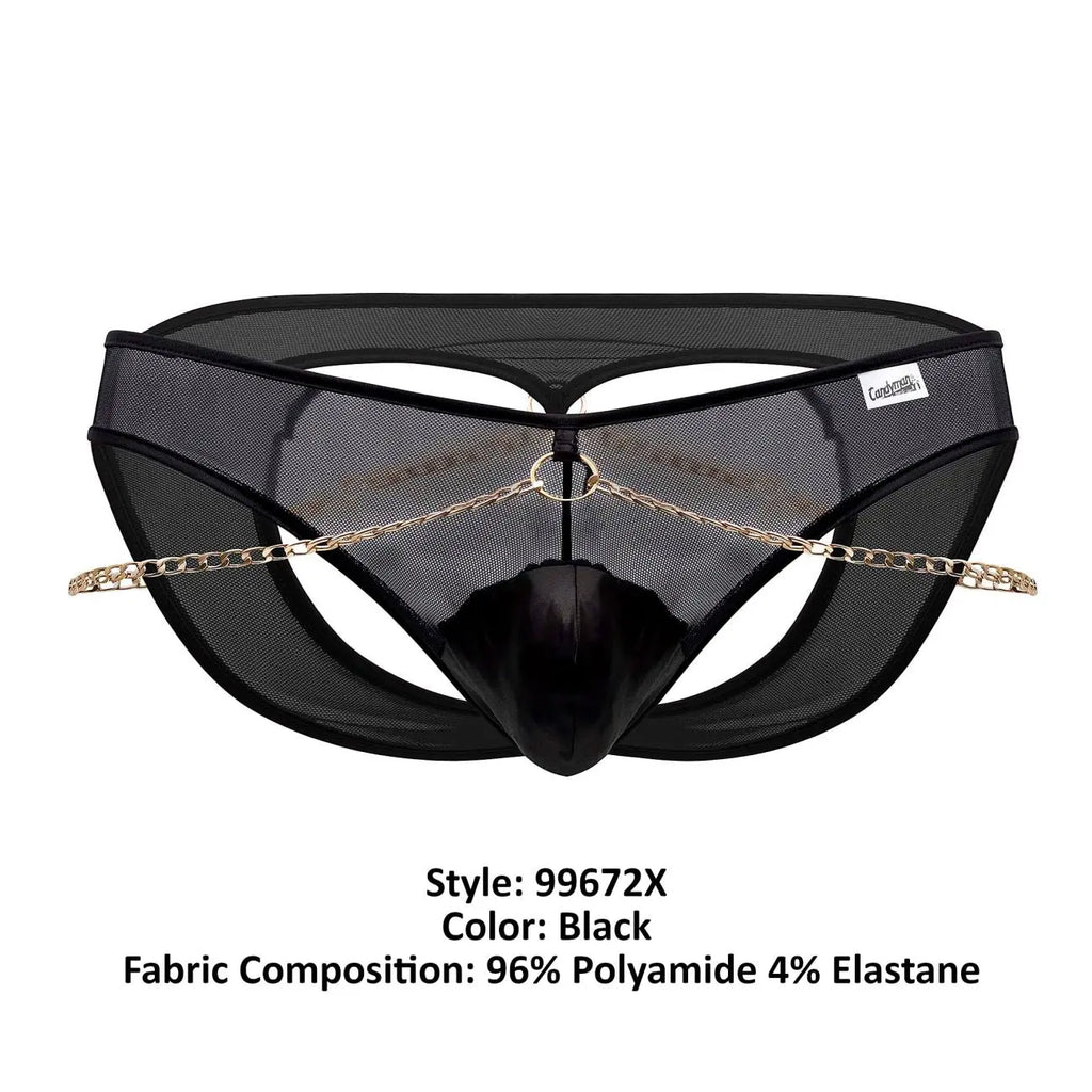 CandyMan Men's Underwear 99672X Chain Jock Briefs Color Black