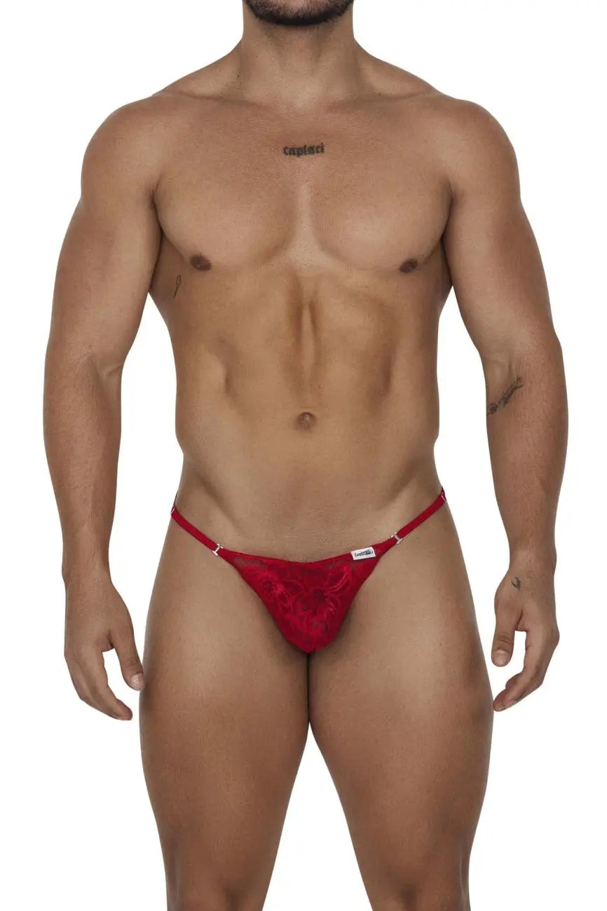 CandyMan Men's Underwear 99685 Lace Thongs Color Red