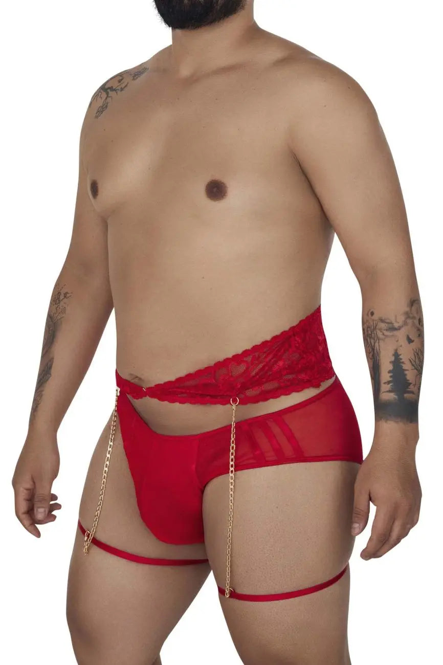 CandyMan Ropa Interior Masculina 99703X Suspensorio Bóxer de Dos Piezas Color Rojo