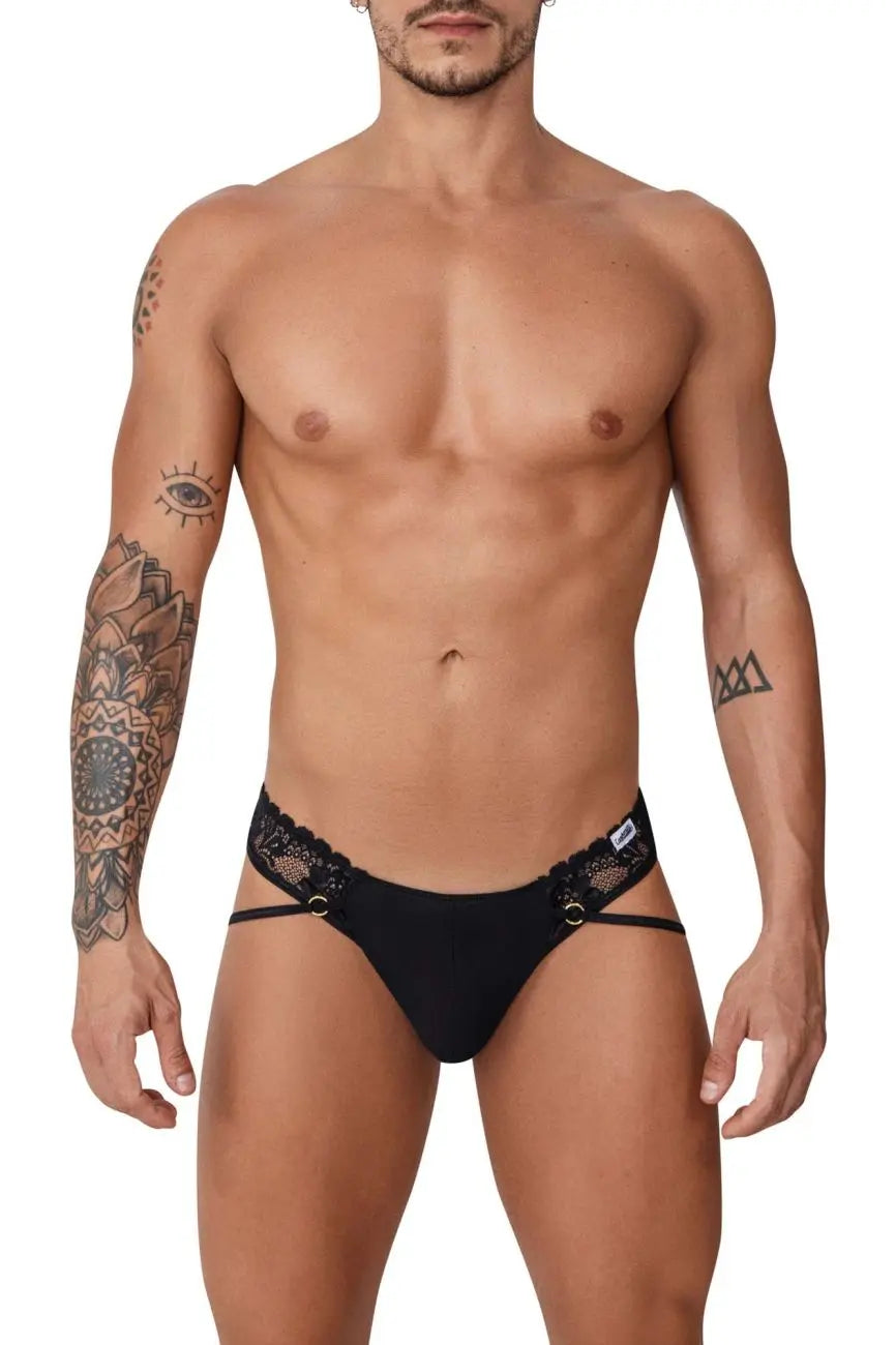 CandyMan Ropa Interior Masculina Tanga de Encaje 99747 Color Negro