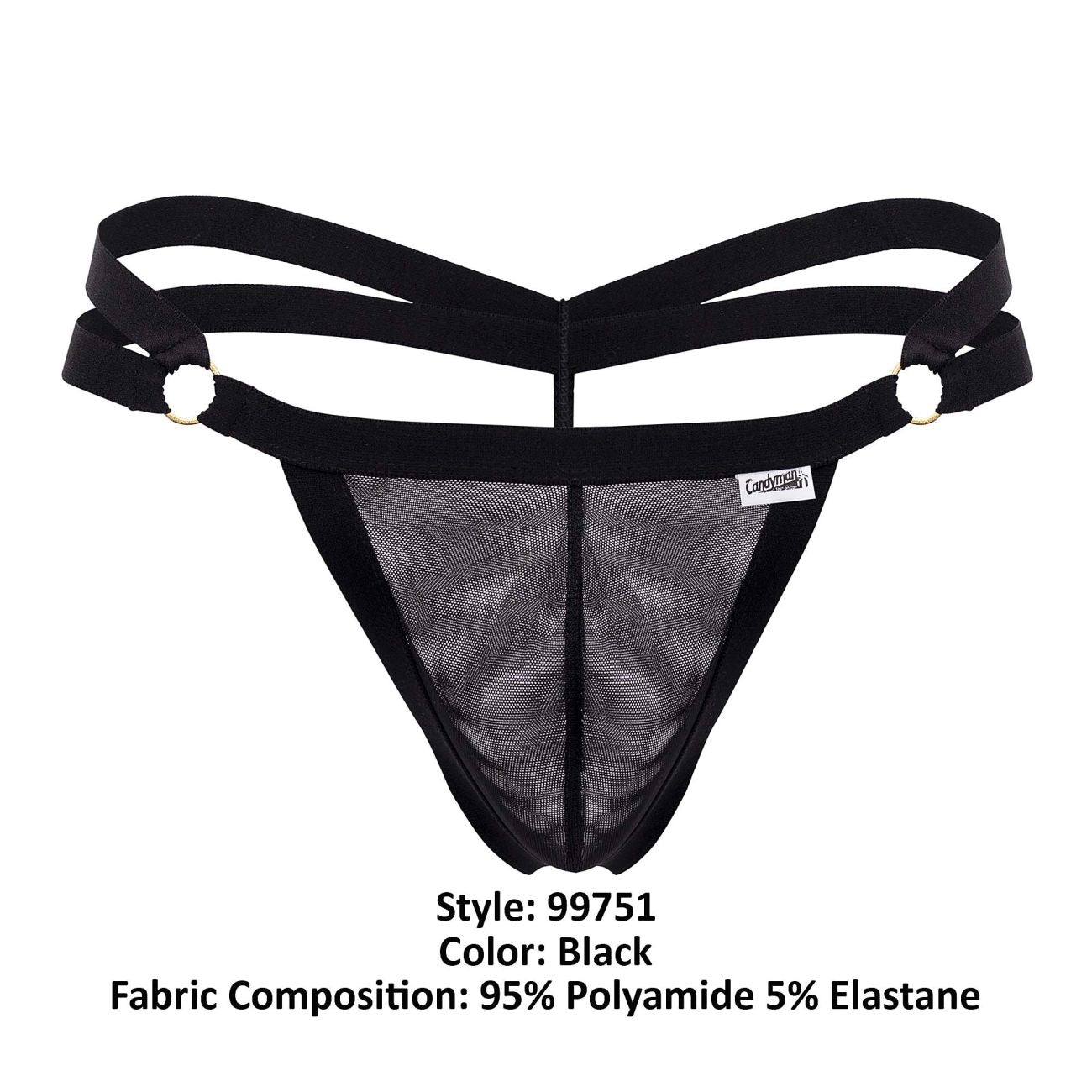 Tanga de microfibra CandyMan 99751 Color negro