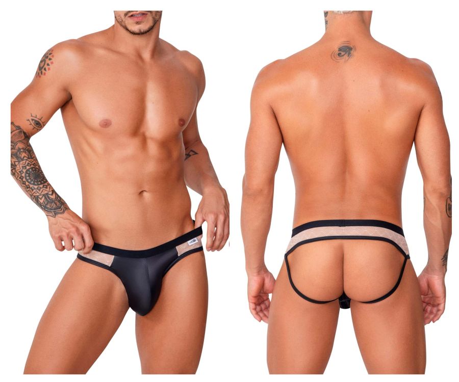 Jockstrap de encaje CandyMan 99763 Color nude-negro