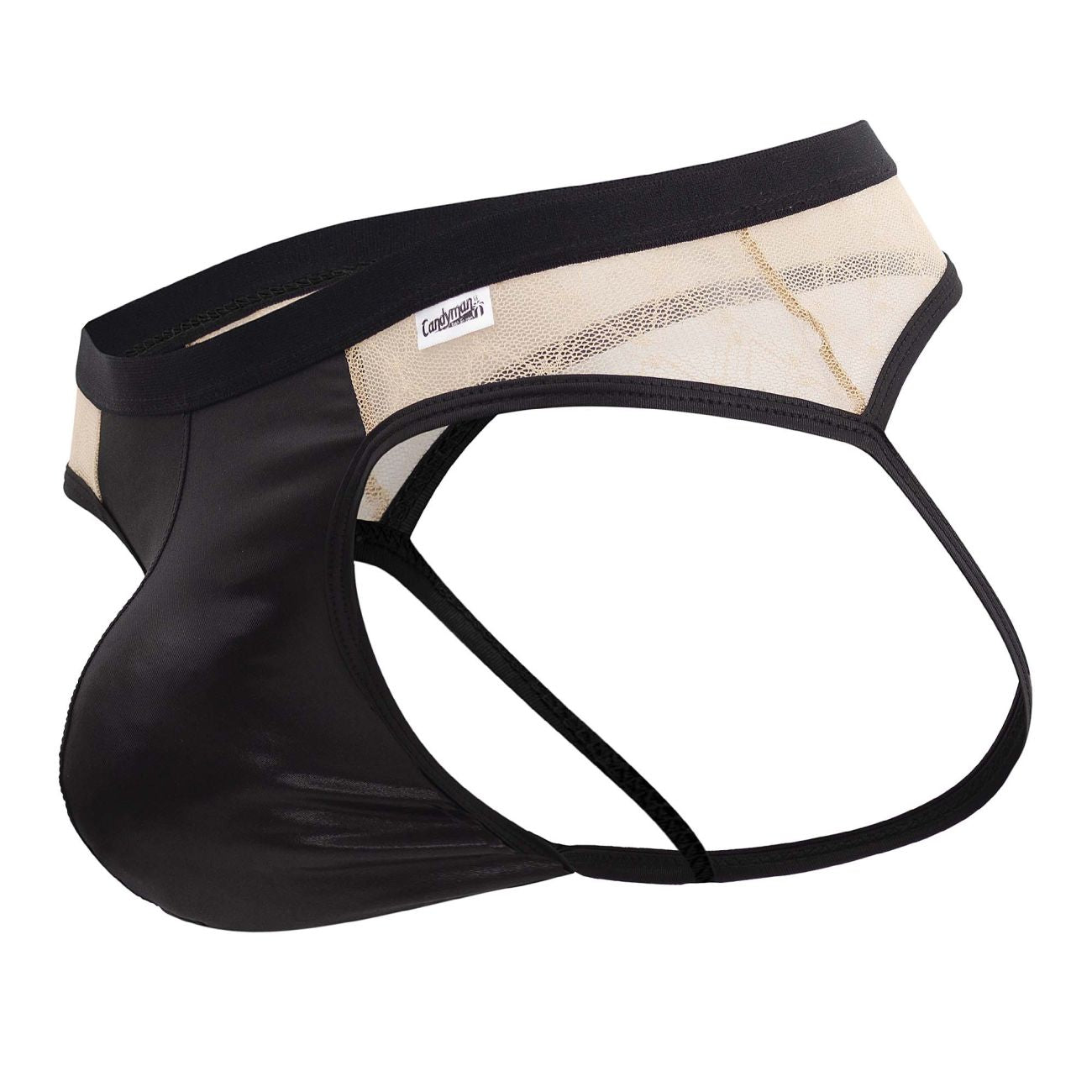 Jockstrap de encaje CandyMan 99763 Color nude-negro