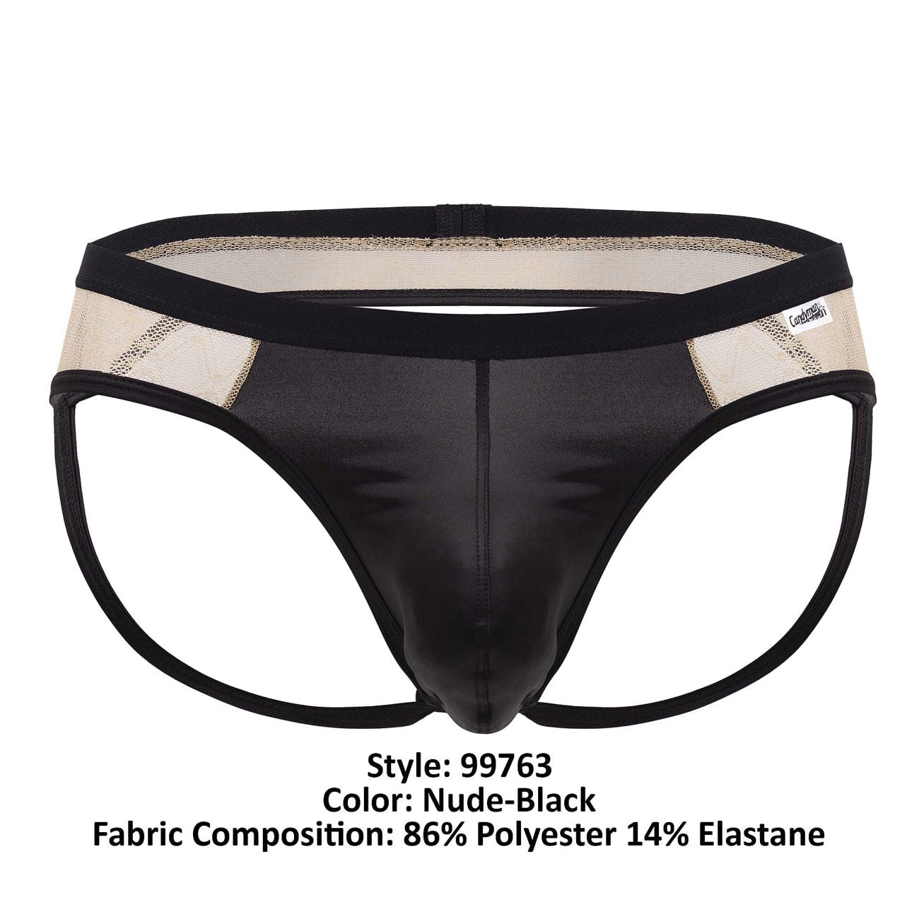 Jockstrap de encaje CandyMan 99763 Color nude-negro