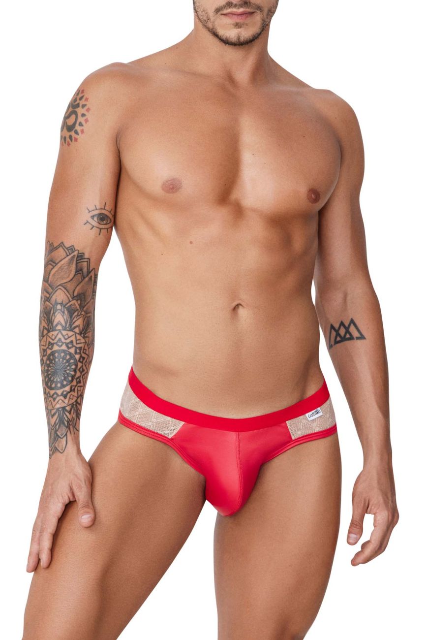 Jockstrap de encaje CandyMan 99763 Color nude-rojo