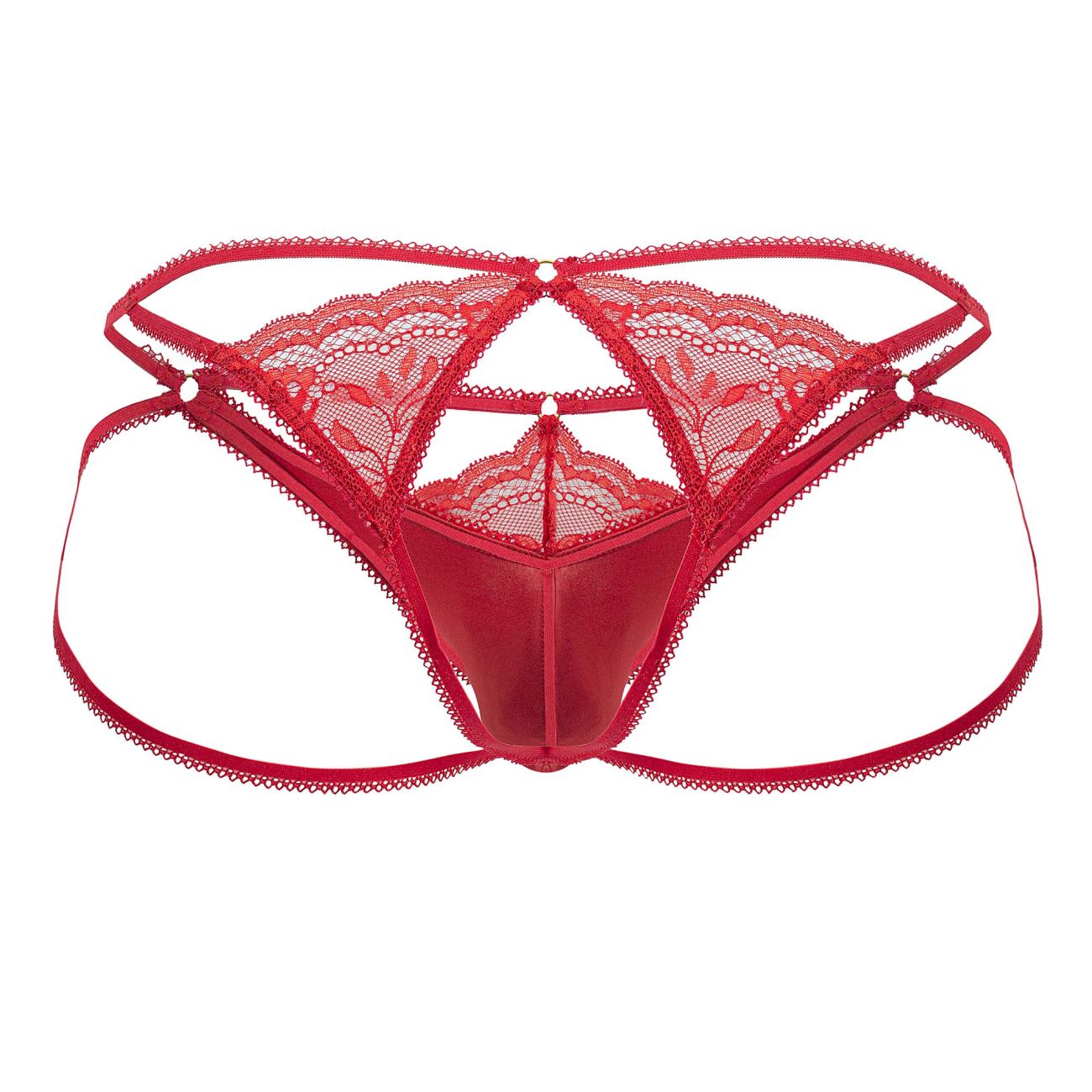 CandyMan 99770 Lace Jock Thongs Color Red